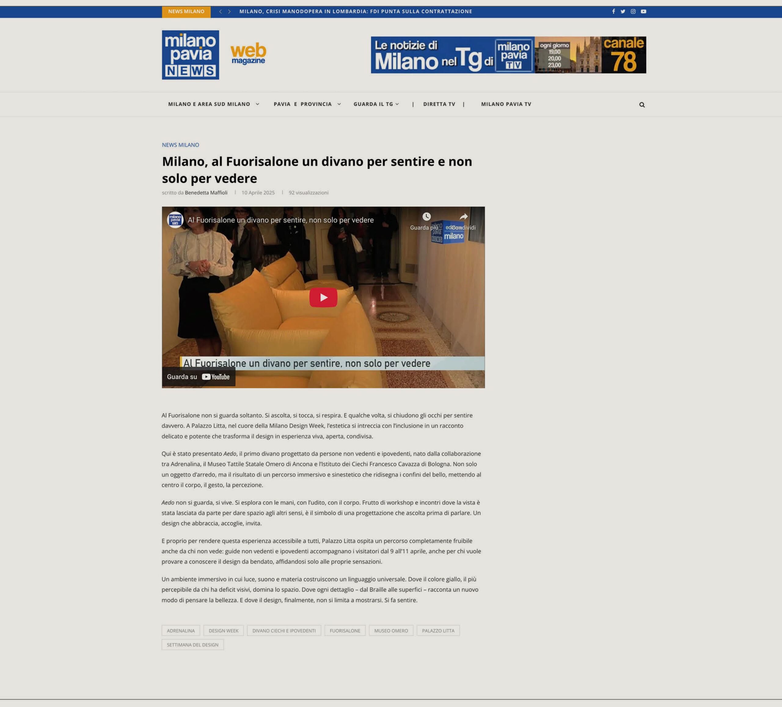 Milano Pavia news 04/25 - Adrenalina